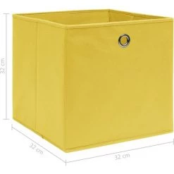 LangRay Maison & Jardin Boîtes De Rangement 4 Pcs Jaune 32x32x32 Cm Tissu -Petit rangement Soldes Magasin 68150551 5