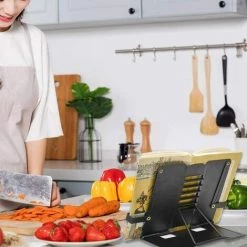 Ensoleillé Support De Lecture Support De Livre De Cuisine Réglable | Porte-livre Porte-livre Pupitre En Métal -Petit rangement Soldes Magasin 68155275 5