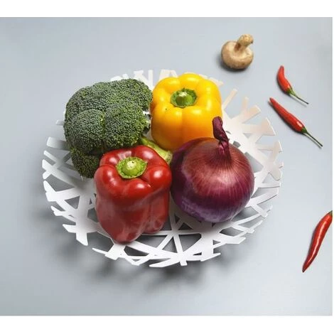 BF 1 Pièce Nordique Simple Nid D'oiseau Fer Corbeille De Fruits Assiette De Fruits Plateau Creux Panier De Rangement Hôtel Décoration Blanc 5 BF 1 Pièce Nordique Simple Nid D'oiseau Fer Corbeille De Fruits Assiette De Fruits Plateau Creux Panier De Rangement Hôtel Décoration Blanc – Image 3