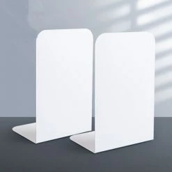 FUIENKO Serre-livres Métalliques En Forme De L, 1 Paire, Support Pour Livre De Bureau, Accessoires De Papeterie Scolaire Et De Bureau, Nouveauté 2022,White