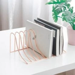 FUIENKO Étagère De Rangement De Fichiers à 10 Grilles, Support De Livre, Serre-livres, En Fer Forgé Nordique, Pour Le Bureau Et La Maison,Rose Gold 8 FUIENKO Étagère De Rangement De Fichiers à 10 Grilles, Support De Livre, Serre-livres, En Fer Forgé Nordique, Pour Le Bureau Et La Maison,Rose Gold -Petit rangement Soldes Magasin 68242242 2