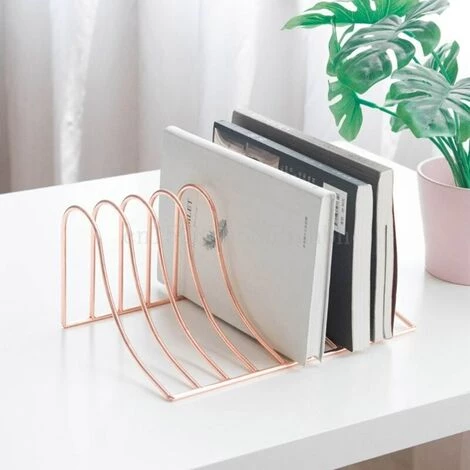 FUIENKO Étagère De Rangement De Fichiers à 10 Grilles, Support De Livre, Serre-livres, En Fer Forgé Nordique, Pour Le Bureau Et La Maison,Rose Gold 4 FUIENKO Étagère De Rangement De Fichiers à 10 Grilles, Support De Livre, Serre-livres, En Fer Forgé Nordique, Pour Le Bureau Et La Maison,Rose Gold – Image 2