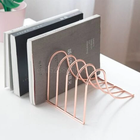 FUIENKO Étagère De Rangement De Fichiers à 10 Grilles, Support De Livre, Serre-livres, En Fer Forgé Nordique, Pour Le Bureau Et La Maison,Rose Gold 6 FUIENKO Étagère De Rangement De Fichiers à 10 Grilles, Support De Livre, Serre-livres, En Fer Forgé Nordique, Pour Le Bureau Et La Maison,Rose Gold – Image 4