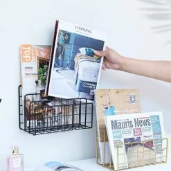 FUIENKO Support De Livre Mural En Métal, étagère, Serre-livres, Journal De Bureau, Magazine, Fichiers, Boîte De Rangement, Support De Magazines, Décoration De La Maison,Black -Petit rangement Soldes Magasin 68242685 3