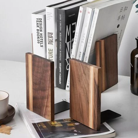 FUIENKO Serre-livres En Bois Robuste Avec Base En Métal, Support D'affichage De Livre De Magazine, Serre-livres De Bureau Pour étudiants Et Enseignants 5 FUIENKO Serre-livres En Bois Robuste Avec Base En Métal, Support D'affichage De Livre De Magazine, Serre-livres De Bureau Pour étudiants Et Enseignants – Image 3