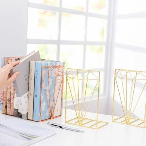 FUIENKO Serre-livres En Métal En Forme De Diamant, Support De Rangement, Organisateur De Bureau, PXPA, 2 Pièces/paire,Gold 7 FUIENKO Serre-livres En Métal En Forme De Diamant, Support De Rangement, Organisateur De Bureau, PXPA, 2 Pièces/paire,Gold – Image 5