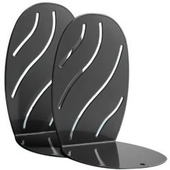 FUIENKO Serre-livres Universel Premium Pour étagères, Antidérapant, Bouchon Métallique Robuste Pour Livres, Films, Cd, Vidéo, 2 Pièces,1