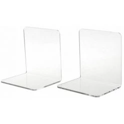 FUIENKO Serre-livres En L Transparents En Acrylique, Organisateur De Table, Pupitre, Support De Livre, Papeterie Scolaire, Accessoires De Bureau, 2 Pièces,Clair