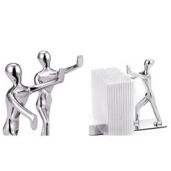 FUIENKO Support De Livre, 2 Pièces, Figurine Kung Fu, Push Main, Serre-livres De Bureau, Organisateur De Bureau, étagère De Maison,Gris Clair -Petit rangement Soldes Magasin 68243019 5