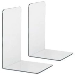 FUIENKO Serre-livres Transparents En Acrylique, 2 Pièces, Résistant Aux Chutes, Cloison De Rangement De Bureau, Extrémités De Livre Transparentes En Forme De L,Clair