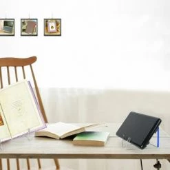 FUIENKO Support De Lecture Pliable En Acier Inoxydable, Support De Livre, Rangement Pour Ordinateur Portable, Base Pour Carnet, Serre-livres à Angle Réglable, Document Portable Pour étudiants,Rose -Petit rangement Soldes Magasin 68243325 2