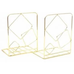 FUIENKO Serre-livres Carrés En Métal Pour Bureau, 2 Pièces, Extrémités De Livre, Support, étagère, Organisateur, Fournitures Scolaires Et De Bureau,Gold -Petit rangement Soldes Magasin 68243335 3