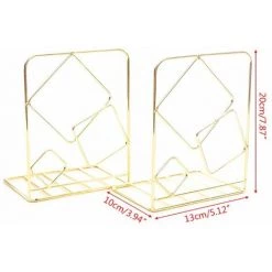 FUIENKO Serre-livres Carrés En Métal Pour Bureau, 2 Pièces, Extrémités De Livre, Support, étagère, Organisateur, Fournitures Scolaires Et De Bureau,Gold -Petit rangement Soldes Magasin 68243335 4