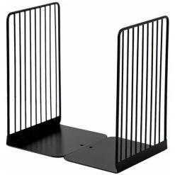 FUIENKO 1 Paire De Serre-livres En Fer, Support De Livre Simple De Bureau Antidérapant, Support D'étagère, Organisateur De Magazines De Bureau Blanc, Noir,Black