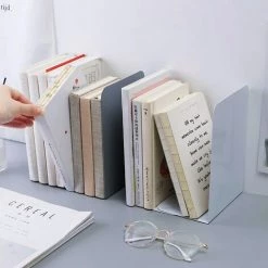 FUIENKO Serre-livres En Métal De Couleur Unie, 2 Pièces/ensemble, Support En Fer, étagère De Bureau, Bibliothèque, Papeterie Scolaire Et De Bureau,B -Petit rangement Soldes Magasin 68243395 3