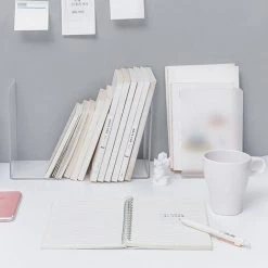 FUIENKO Serre-livres En Acrylique Transparent 12x12.5x18.5, 1 Pièce, Organisateur De Bureau En Forme De L, Porte-livre De Bureau, Accessoires De Papeterie Scolaire,A -Petit rangement Soldes Magasin 68243427 2