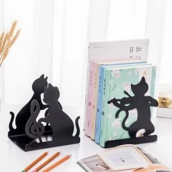 FUIENKO Porte-livre Décoratif En Métal, 1 Paire, Créatif, En Forme De Chat, Noir, Support Artistique Pour Livre De Bureau, Pour La Maison Et Le Bureau, Organisateur De Bouchons De Livres,Violin Cat -Petit rangement Soldes Magasin 68243509 5
