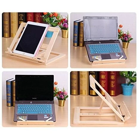 FUIENKO Support En Bois Portable Pliable Et Réglable, Support De Refroidissement, Affichage De Table De Bureau, Support De Lecture, Support De Chevalet Pour Livre Bible, Table IPad 4 FUIENKO Support En Bois Portable Pliable Et Réglable, Support De Refroidissement, Affichage De Table De Bureau, Support De Lecture, Support De Chevalet Pour Livre Bible, Table IPad – Image 2
