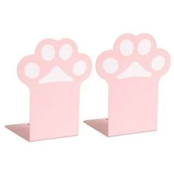 FUIENKO Serre-livres Décoratifs En Métal Avec Patte De Chat, 2 Pièces, Bouchon De Livre Robuste, Antidérapant, Pour Enfants, Livres, Films, Vidéos, Cd,Rose