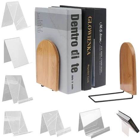FUIENKO Présentoir De Livres En Acrylique, Cadre De Photo, Support De Brochures, Organisateur De Produits De Montres, Accessoires Scolaires Et De Bureau,Book Ends 4 FUIENKO Présentoir De Livres En Acrylique, Cadre De Photo, Support De Brochures, Organisateur De Produits De Montres, Accessoires Scolaires Et De Bureau,Book Ends – Image 2
