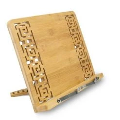 FUIENKO Support De Livre De Cuisine En Bambou, Support De Livre De Cuisine Pliable Pour Tablette Avec Support Réglable Et Motif élégant