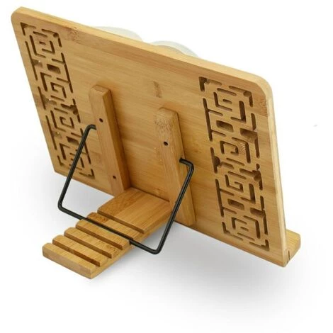 FUIENKO Support De Livre De Cuisine En Bambou, Support De Livre De Cuisine Pliable Pour Tablette Avec Support Réglable Et Motif élégant 4 FUIENKO Support De Livre De Cuisine En Bambou, Support De Livre De Cuisine Pliable Pour Tablette Avec Support Réglable Et Motif élégant – Image 2