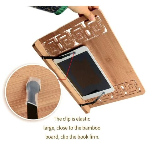 FUIENKO Support De Livre De Cuisine En Bambou, Support De Livre De Cuisine Pliable Pour Tablette Avec Support Réglable Et Motif élégant 5 FUIENKO Support De Livre De Cuisine En Bambou, Support De Livre De Cuisine Pliable Pour Tablette Avec Support Réglable Et Motif élégant – Image 3