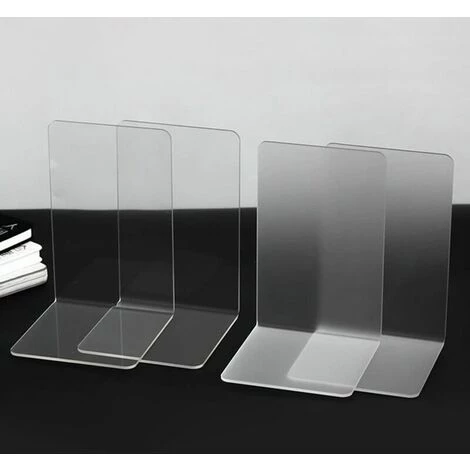 FUIENKO Serre-livres Organisateur 2 Pièces, Support En Plastique Transparent Acrylique Pour étagères H8WD,Transparent Black 4 FUIENKO Serre-livres Organisateur 2 Pièces, Support En Plastique Transparent Acrylique Pour étagères H8WD,Transparent Black – Image 2