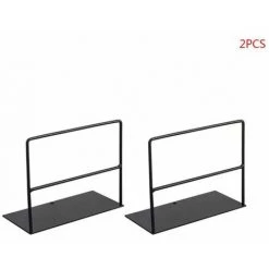 FUIENKO Serre-livres En Fer Forgé, 1 Paire, Support De Livre Simple, Support De Magazine De Bureau,Black