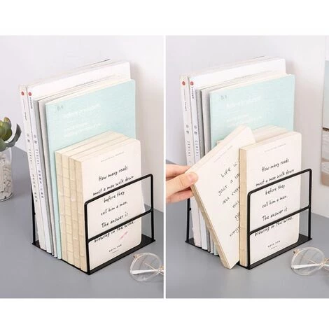 FUIENKO Serre-livres En Fer Forgé, 1 Paire, Support De Livre Simple, Support De Magazine De Bureau,Black 6 FUIENKO Serre-livres En Fer Forgé, 1 Paire, Support De Livre Simple, Support De Magazine De Bureau,Black – Image 4