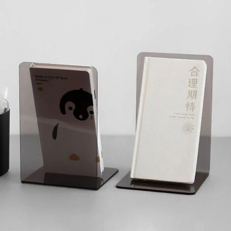 FUIENKO 2 Bouts De Livre Transparents En Forme De L, En Acrylique Transparent, Pour Rangement De Bureau, Cloison De Séparation, Serre-livres De Chevet,Black 4 FUIENKO 2 Bouts De Livre Transparents En Forme De L, En Acrylique Transparent, Pour Rangement De Bureau, Cloison De Séparation, Serre-livres De Chevet,Black – Image 2