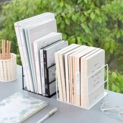 FUIENKO Paire De Serre-livres En Fer Forgé, Support En Métal Pour Livres Et Magazines, Organisateur De Bureau, Rangement étagère,,BLACK -Petit rangement Soldes Magasin 68244115 2