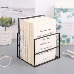 FUIENKO Paire De Serre-livres En Fer Forgé, Support En Métal Pour Livres Et Magazines, Organisateur De Bureau, Rangement étagère,,BLACK -Petit rangement Soldes Magasin 68244115 4