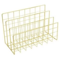 FUIENKO Support De Rangement De Livre De Bureau En Fer Forgé, Support De Magazine, Support De Rangement De Fichiers En Métal De Bureau, Support De Rangement De Papiers De Livre,Gold