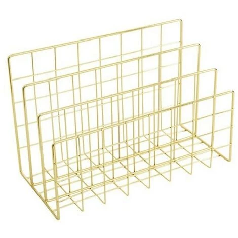 FUIENKO Support De Rangement De Livre De Bureau En Fer Forgé, Support De Magazine, Support De Rangement De Fichiers En Métal De Bureau, Support De Rangement De Papiers De Livre,Gold 3 FUIENKO Support De Rangement De Livre De Bureau En Fer Forgé, Support De Magazine, Support De Rangement De Fichiers En Métal De Bureau, Support De Rangement De Papiers De Livre,Gold