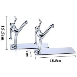 FUIENKO 2 Serre-livres En Acier Inoxydable Et Alliage De Zinc, Nouveauté, étagère à Double Serre-livres En Métal, Mignon Kawaii, Outil De Papeterie De Serre-livres Lumineux,Kick Silver Pair