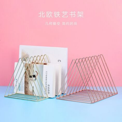 FUIENKO Serre-livres Triangle Doré Style Ins, Décor Nordique,Rose Gold 3 FUIENKO Serre-livres Triangle Doré Style Ins, Décor Nordique,Rose Gold