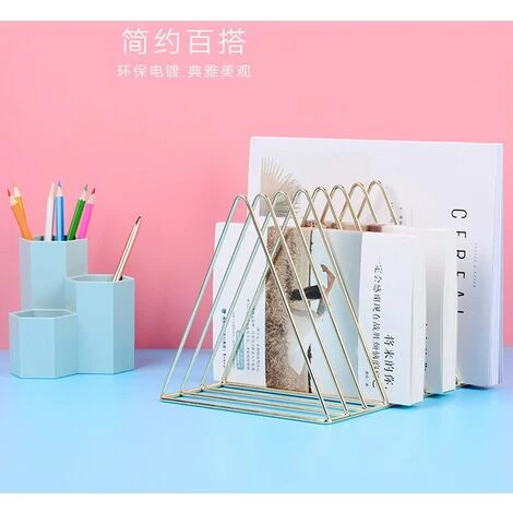 FUIENKO Serre-livres Triangle Doré Style Ins, Décor Nordique,Rose Gold 5 FUIENKO Serre-livres Triangle Doré Style Ins, Décor Nordique,Rose Gold – Image 3