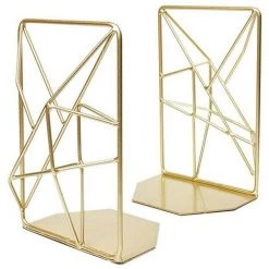 FUIENKO Serre-livres Géométriques Avec Finition Mate, 2 Pièces, Bouchons De Livre Décoratifs En Fer Industriel/domestique/bureau, Décor D'étagère Créatif, Décor Rustique,gold -Petit rangement Soldes Magasin 68244351 2