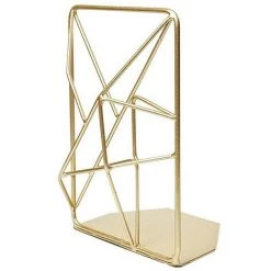 FUIENKO Serre-livres Géométriques Avec Finition Mate, 2 Pièces, Bouchons De Livre Décoratifs En Fer Industriel/domestique/bureau, Décor D'étagère Créatif, Décor Rustique,gold -Petit rangement Soldes Magasin 68244351 4