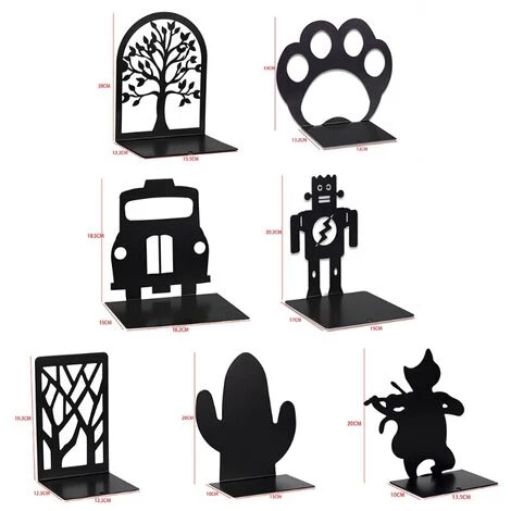 FUIENKO Ensemble De Serre-livres En Métal Creux, Deux Pièces Pour Livres Lourds, Serre-livres Décoratifs En Métal Antidérapant Pour Bureaux B03C,cactus 4 FUIENKO Ensemble De Serre-livres En Métal Creux, Deux Pièces Pour Livres Lourds, Serre-livres Décoratifs En Métal Antidérapant Pour Bureaux B03C,cactus – Image 2