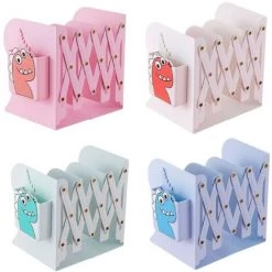 FUIENKO Porte-livre élégant à 3 Grilles En Maille Métallique, Serre-livres Réglable Avec Porte-stylo De Dessin Animé,light Pink -Petit rangement Soldes Magasin 68244524 4