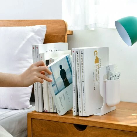 FUIENKO Serre-livres Rétractable De Grande Capacité Avec Porte-stylo, Porte-magazines/livres Réglables, Support Organisateur De Livre De Bureau,WHITE 7 FUIENKO Serre-livres Rétractable De Grande Capacité Avec Porte-stylo, Porte-magazines/livres Réglables, Support Organisateur De Livre De Bureau,WHITE – Image 5