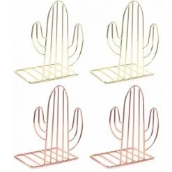 FUIENKO Serre-livres Créatifs En Métal En Forme De Cactus, Support De Livre, Support De Bureau, Organisateur De Support D'étagère, 2 Pièces/paire, H8WA,Gold -Petit rangement Soldes Magasin 68244582 5