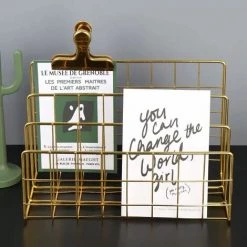 FUIENKO MINKYS – Serre-livres En Métal Noir Doré, Style Nordique, Support De Livre De Bureau, Organisateur De Rangement, Papeterie De Bureau,MG -Petit rangement Soldes Magasin 68244623 2