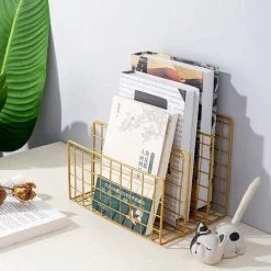 FUIENKO MINKYS – Serre-livres En Métal Noir Doré, Style Nordique, Support De Livre De Bureau, Organisateur De Rangement, Papeterie De Bureau,MG -Petit rangement Soldes Magasin 68244623 4