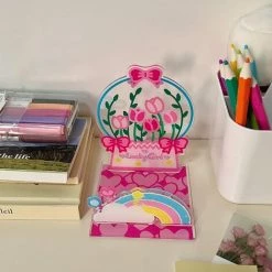 FUIENKO Kawaii – Porte-livre En Forme De Tulipe, Organiseur De Bureau En Acrylique, Organiseur De Bureau Pour Fichiers, Porte-livres, Serre-livres, Rangement De Bureau,12.5cm X 9cm -Petit rangement Soldes Magasin 68244635 3
