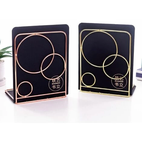 FUIENKO Serre-livres De Bureau En Métal, 1 Paire, Organisateur De Bureau, Support, étagère, Bibliothèque,Rose Gold 6 FUIENKO Serre-livres De Bureau En Métal, 1 Paire, Organisateur De Bureau, Support, étagère, Bibliothèque,Rose Gold – Image 4