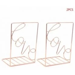 FUIENKO Serre-livres En Métal En Forme D'amour Créatif, Support De Rangement De Bureau, étagère De Livre, Support Organisateur, Dropshipping, 2 Pièces/paire,Rose Gold