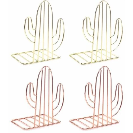FUIENKO Support De Livre Créatif En Métal De Forme Cactus, Organisateur De Bureau, étagère Pour Rangement De Documents, 2 Pièces/paire,Gold 4 FUIENKO Support De Livre Créatif En Métal De Forme Cactus, Organisateur De Bureau, étagère Pour Rangement De Documents, 2 Pièces/paire,Gold – Image 2